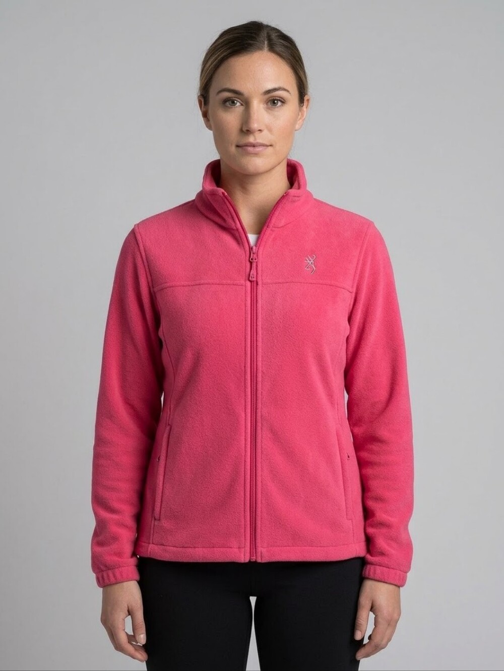 Browning For Her Pink Fleece Full-Zip Mock Neck Jacket Women's Size Small
